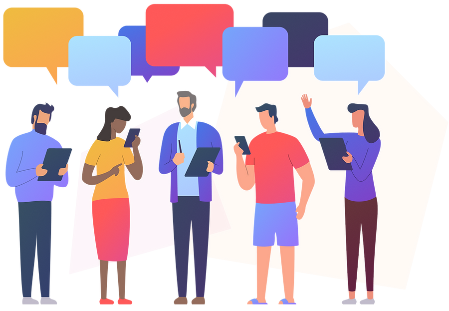 People communicating using mobile apps